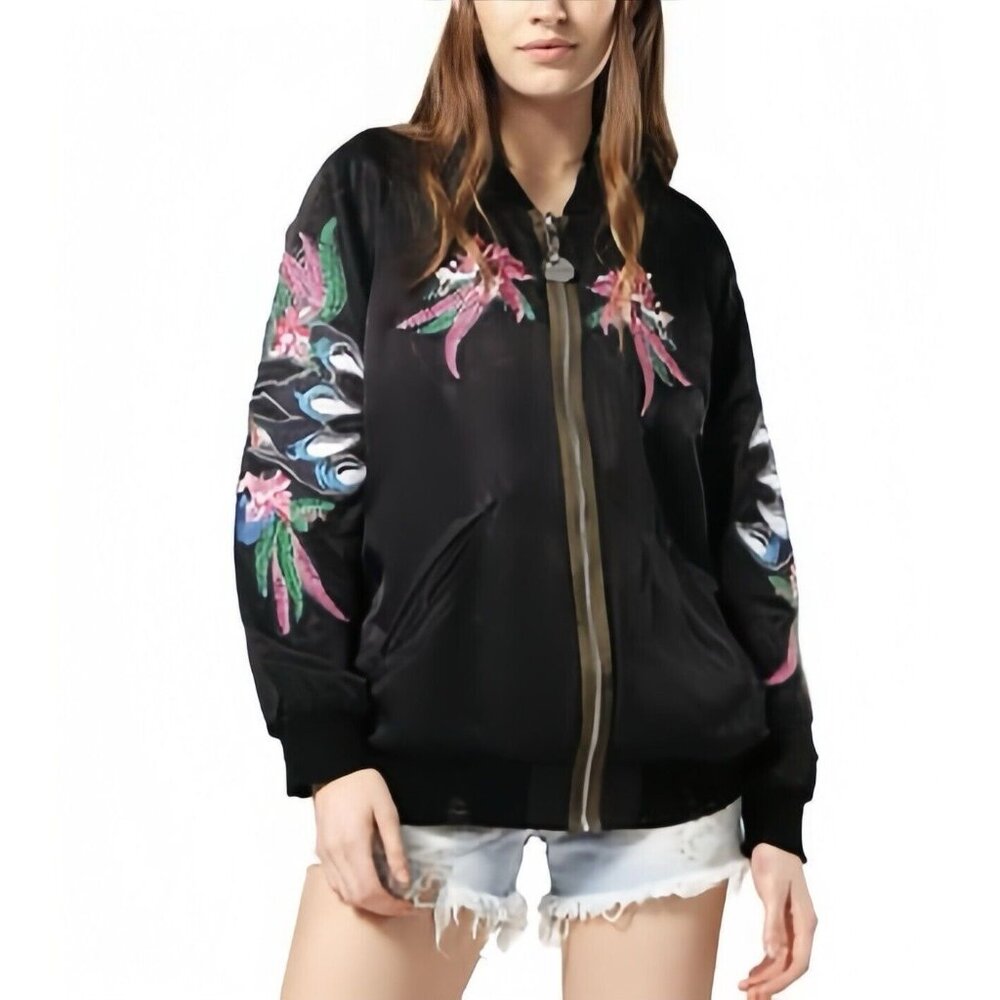 NWT Diesel Embroidery Reversible Bomber Jacket Reversible Zip Up Women's Size L